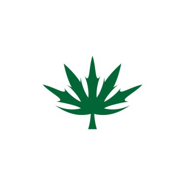  Yeşil yaprak grafik vektörü, marihuana kenevir logo tasarımı konsepti, beyaz arka planda izole edilmiş.