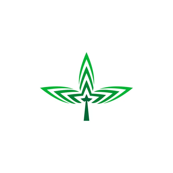 Gröna Blad Grafisk Vektor Marijuana Cannabis Logo Design Koncept Isolerad — Stock vektor