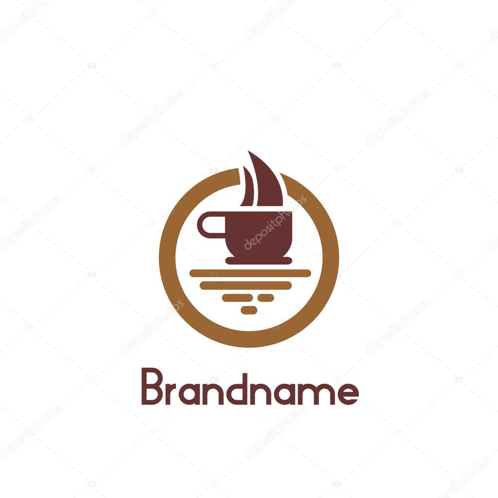 Sailboat coffee logo,  Coffee cup logo design inspiration on the water with a boat on it, vector illustrations, isolated on white background.