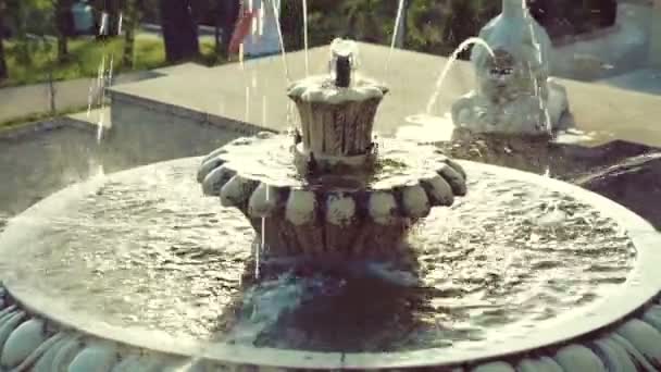 Красивый Фонтан Городском Парке Архитектура Барокко — стоковое видео