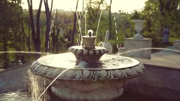Красивый Фонтан Городском Парке Архитектура Барокко — стоковое видео