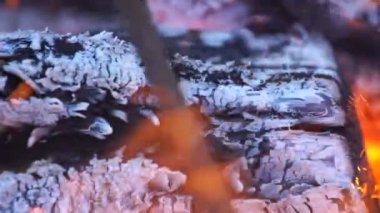 mangal barbekü için yanan kömürler