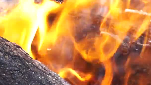 Brûlage du bois dans une grille en fonte 