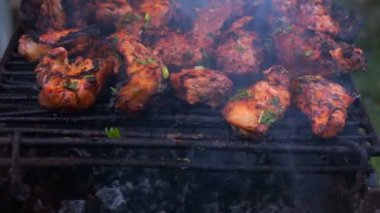 Panjur, taze et kızartma, Tavuk Barbekü, sosis, kebap, Hamburger, sebze.