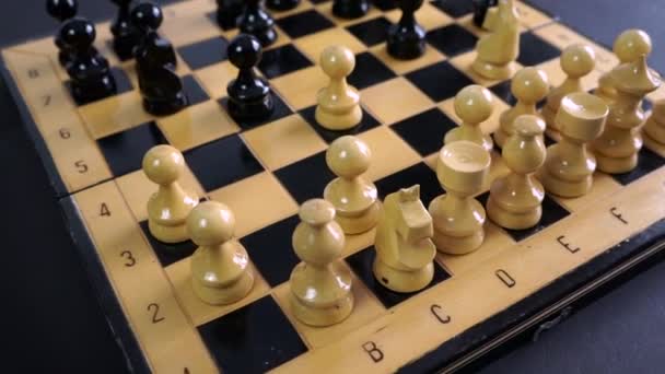 Wooden Chess Pieces Board — Stock Video