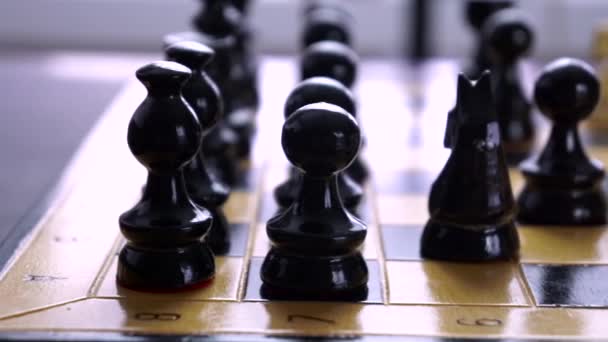 Trä Schackpjäser Ombord — Stockvideo