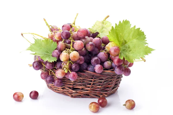 Grapes Basket Isolated White Background — Stock Photo, Image