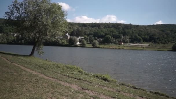 Jezero Pohled Klášter Thiganeshty Moldavsko — Stock video