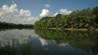 Yaz manzara nehir ile. Dinyester Nehri, Moldova.