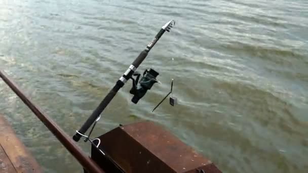 Fishing Poles Boat Tiang Pancing Batang Penyangga Bagian Belakang Perahu — Stok Video