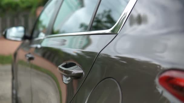 Σύγχρονο Αυτοκίνητο Εξωτερικά Κουκλίτσα Shot Του Αυτοκινήτου Προβολέα — Αρχείο Βίντεο