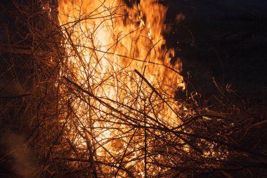 Yangın arka plan gecede alevler.