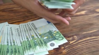 Avro banknotlarını sayan adam