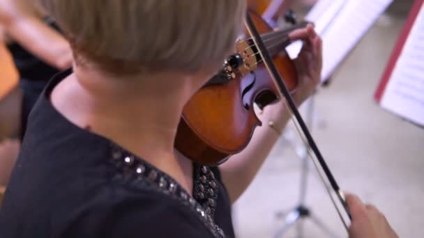 Primer Plano Del Músico Tocando Violín Música Clásica — Vídeo de stock