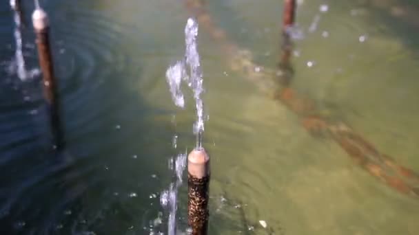 Закрытие Водных Потоков Фонтане Абстрактного Фона Стрельба Стеадикама — стоковое видео