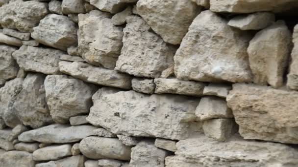 Textuur Van Een Stenen Muur Oude Kasteel Stenen Muur Textuur — Stockvideo