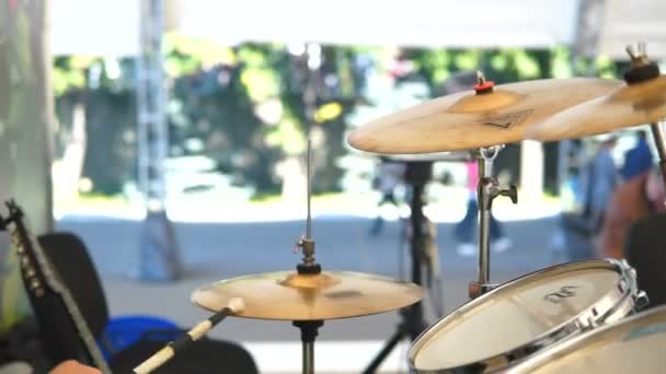 Baterista Ação Baterista Tocando Bateria — Vídeo de Stock