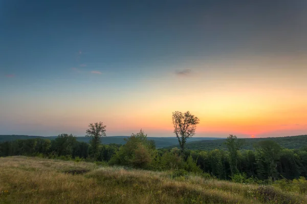 Paisagem Amanhecer Ensolarado Campo — Fotografia de Stock