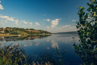 yaz, yatay, nehir, mavi gökyüzü ve yansımaları