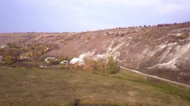 Camera Flight Small Village Autumn Landscape Moldavian Republic Europe — Stock Video