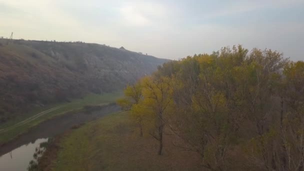 Hermoso Amanecer Sobre Río Área Rural Niebla Sobre Pequeño Río — Vídeo de stock