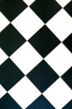 Seramik zemin döşemesi siyah ve beyaz ekose desenli kurulu desen arka plan çapraz