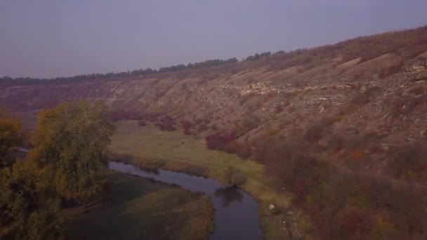 Beau sunris sur la rivière en zone rurale . — Video