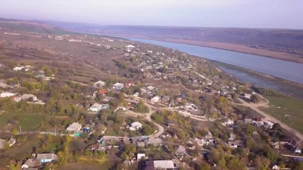 Vol Dessus Village Rivière Vol Dessus Village Rivière Automne Village — Video