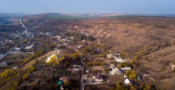 Vue Aérienne Sur Petit Village Paysage Automne République Moldave Europe — Photo