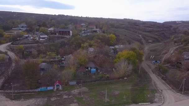 Drohnenaufnahmen Aus Der Luft Über Einem Kleinen Dorf Republik Moldau — Stockvideo