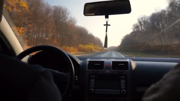 Εσωτερικό Του Αυτοκινήτου Δες Στο Αυτοκίνητο Τορπιλών Επιλεκτική Εστίαση — Αρχείο Βίντεο