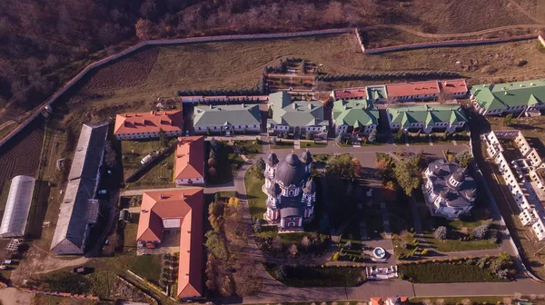 Aerial View Monastery Kurki Moldova Autumn Landscape Drone Shot — Stock Photo, Image