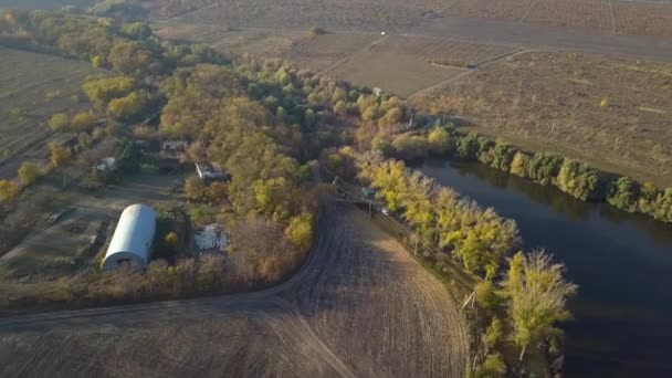 Vuelo Sobre Pequeño Lago Paisaje Otoñal — Vídeo de stock