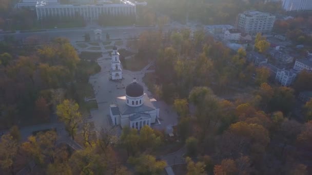 Lot Nad Katedra Chrześcijaństwo Katedry Kiszyniów Mołdawia — Wideo stockowe