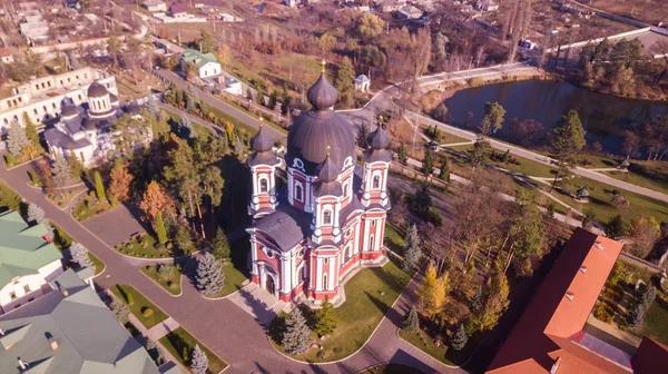 Veduta Aerea Del Monastero Kurki Moldova Paesaggio Autunno Colpo Droni — Foto Stock