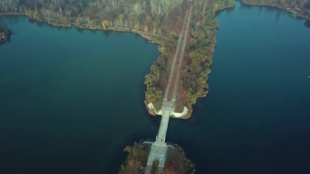 Luchtfoto Beeldmateriaal Echo Park Lake Kishinev Republiek Van Moldova Uitzicht — Stockvideo