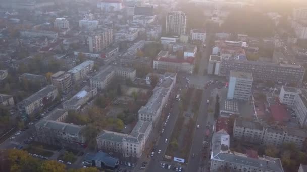 Helicopter Flight Highway Kisinev City Garden Ring Road Traffic Aerial — Stock Video