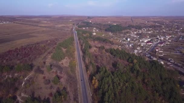 Vol Vue Aérienne Dessus Autoroute Véhicules Routiers Voitures Circulation Quotidienne — Video