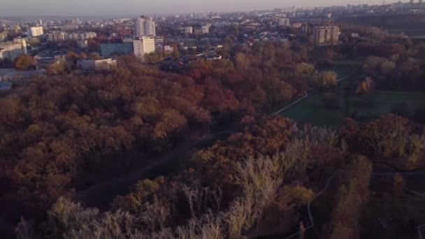 Een Vlucht Herfst Park Van Stad Kishinev Moldavië — Stockvideo