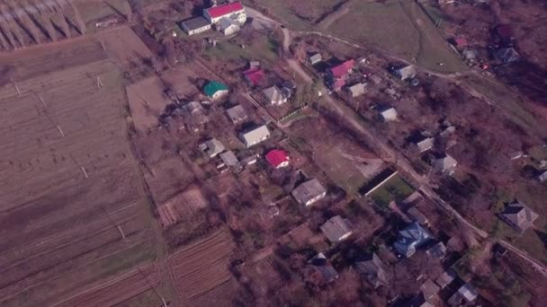 Luchtfoto Van Een Klein Dorpje Republiek Moldavië Herfst Landschap — Stockvideo