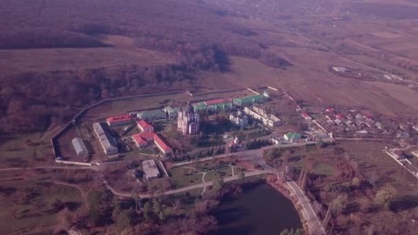 Vuelo Sobre Cúpula Iglesia Cristiana Monasterio Kurki Monasterio Cristiano República — Vídeos de Stock