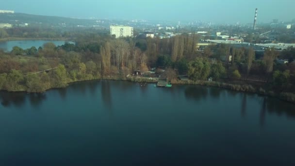 Imágenes Aéreas Sobre Lago Echo Park Kishinev República Moldavia — Vídeos de Stock