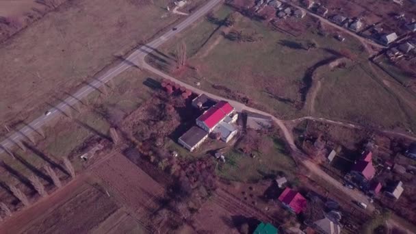 Letecký Pohled Malé Vesnice Republice Moldavsko Podzimní Krajina — Stock video
