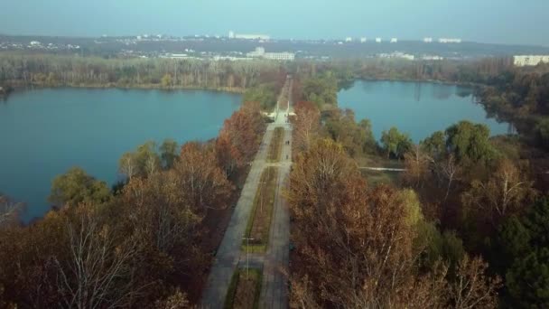 Aerial Footage Echo Park Lake Kishinev Moldova Republic View Lake — Stock Video