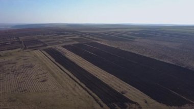 Kuş bakışı alanlar ve tarımsal parsel. Havadan izleme.