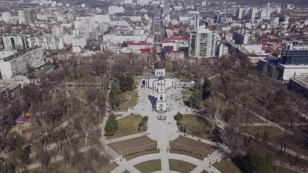 Letecký Pohled Drony Létání Nad Městem Downtown Pozadí Během Dne — Stock video