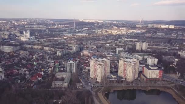Vista Aérea Drone Voando Sobre Cidade Com Centro Cidade Segundo — Vídeo de Stock