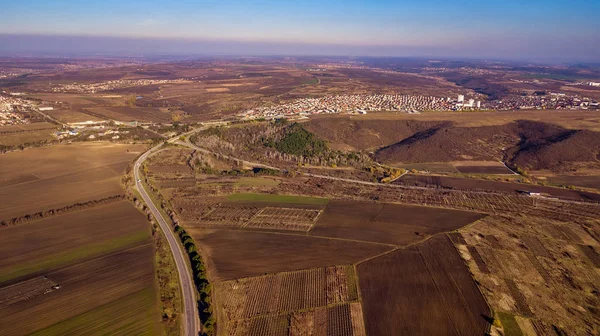 Vista Aérea Carretera Suburbana Entre Campos República Moldova — Foto de Stock