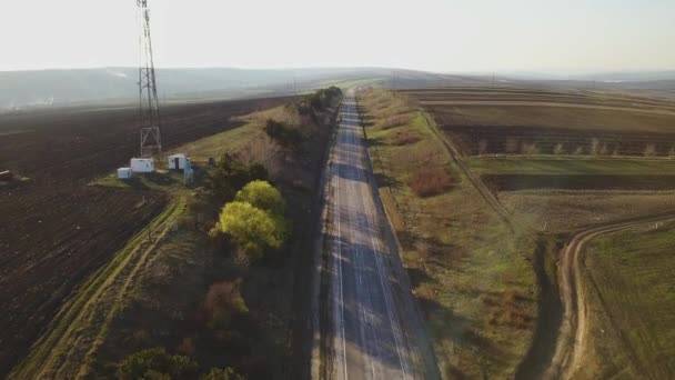 Luftaufnahme Einer Vorortstraße Zwischen Feldern Republik Moldau — Stockvideo