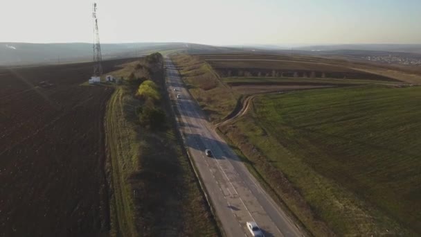 Luftaufnahme Einer Vorortstraße Zwischen Feldern Republik Moldau — Stockvideo